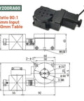Straight Up Industrial Motorized Rotary Table With Hollow Workbench Platform And Worm Gear Reducer Positioner Running Smooth With Full 360 Spin And A No Sweat All In One Zero Point Six Nm Torque Kit Locked Tight, 60mm table with dimensions.