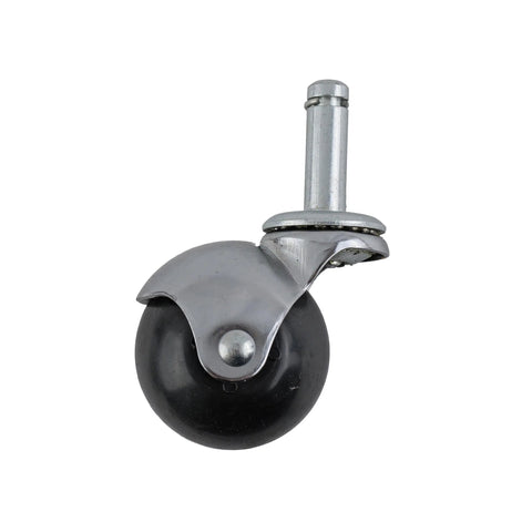 2-Inch Office Chair Caster With Soft Black Rubber Ball, Chrome Hooded Swivel, Double Ball Bearing, Grip Ring Stem 7/16-Inch By 1-7/16-Inch