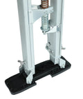 Close-up of Beefed-Up Adjustable 24 To 40 Inch Aluminum Drywall Stilts showing springs and anti-skid rubber sole.