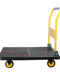 Heavy Duty Flatbed Hand Cart Folding Platform Truck With Plastic Panel And Metal Handle Portable Rolling Cart, yellow