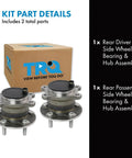 Rear Wheel Bearing And Hub Assembly Set For Ford Transit Connect 2014 To 2018 Driver And Passenger Side Two Piece Replacement Kit Direct Fit OEM Quality Parts For Easy DIY Install package with two assemblies shown