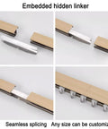 Premium Wall Mounted Sliding Barn Door Track System With 8.86ft Aluminum Alloy Rail showing embedded hidden linker for seamless splicing.