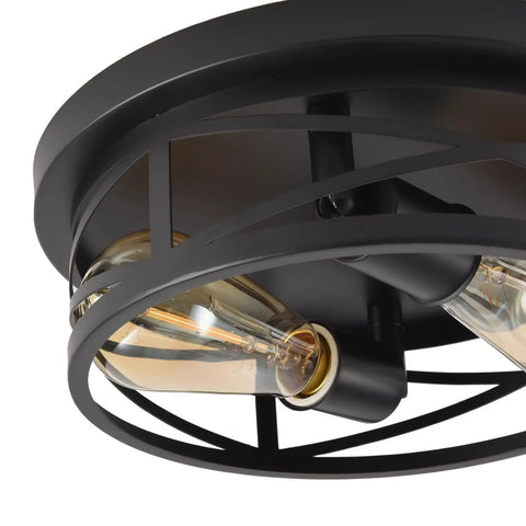 Black Flush Mount Ceiling Light Industrial Vintage Metal Cage Fixture Close To Ceiling For Kitchen Hallway Bedroom