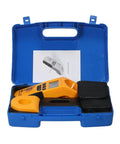 Digital Ultrasonic Cable Height Meter with Smart Sensor in open blue carrying case, includes meter and accessories.
