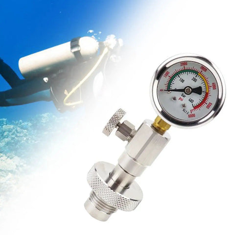 Yoke Tank Pressure Gauge For Scuba Diving Stainless Steel Compact Regulator Intermediate Pressure Checker With Vent Bleed Valve