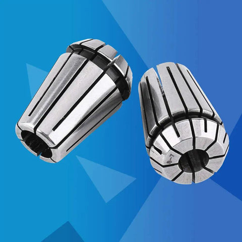 Get Ready With This Premium 10pc ER20 Spring Collet Set Made From Tough 65Mn Steel showing two collets on blue background.