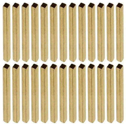 Shop Grade Hollow Brass Square Tube 18X18X1Mm With Butter Smooth Walls Perfect For Diy Projects Hardware Mods Custom Builds And Fabrication Work 500Mm Long Piece, 18mm brass tubes arranged in rows.