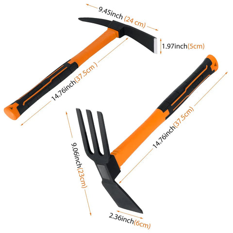 2 Pack Garden Hoes With No Slip Ergonomic Handles Carbon Steel Outdoor Tools Durable 2 Piece Set For Yard Work Weeding And Tilling