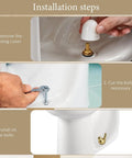 Installation steps for 2 Pack Ceramic Gold Bird Toilet Bolt Caps Universal Fit Replacement, showing steps with tools and installed cap.