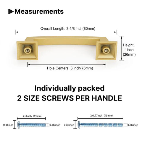 Gold Cabinet Handles 10 Pack 7 and a Half Inch Hole Center Drawer Pulls Dope Modern Bar Style Zinc Alloy Rustproof Kitchen Bath Bedroom Premium Quality Durable Construction Anti Corrosion Finish Easy Install Hardware; dimensions and screws.