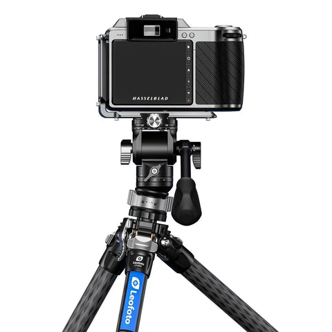 Slick Mini Leveling Half Ball Base With Buttery Smooth Ten Degree Tilt Adjustment Solid Cnc Aluminum Frame For Camera Gear on tripod.
