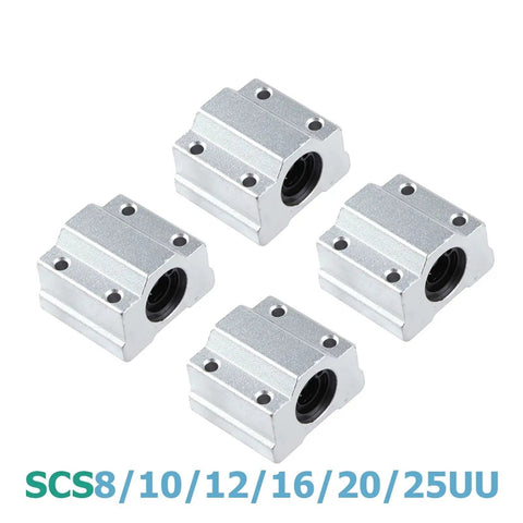 Top Tier 4 Pack Linear Motion Ball Bearing Slide Block Bushings paired with premium steel linear shafts for CNC and 3D printers.