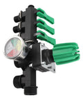 Three Way Sprayer Control Valve For Farm Use, heavy duty brass water splitter with half inch NPT inlet outlet and ergonomic lever.