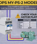 2HP Single to 3-Phase Digital Phase Converter for 1HP Motors, 200-240V, UL Listed setup with motor diagram.