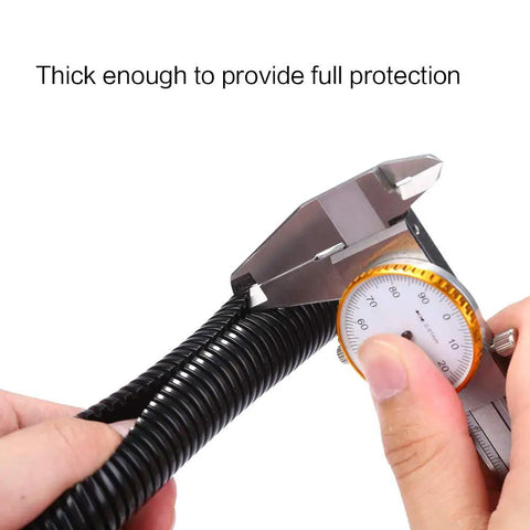 Split Wire Loom Tubing 25 Feet Three Quarter Inch Inner Diameter Black Thick Wall Polyethylene Split Loom measured with caliper