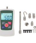 Portable Digital Force Meter 100N Push Pull Tester For Industrial Use With Three Measurement Modes And Four Unit Options High Accuracy Sensor Compact Handy For Field And Lab Tests, handheld with accessories