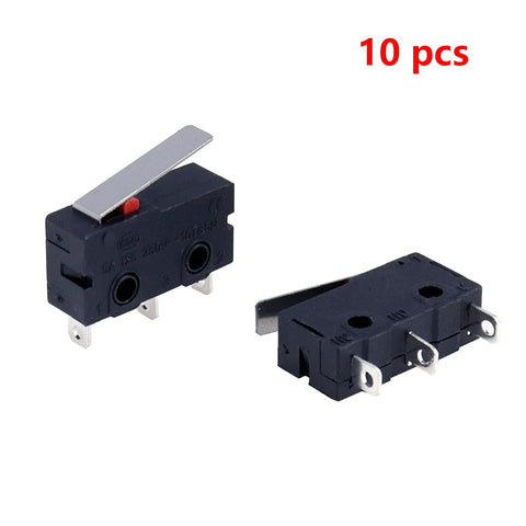 10 Pack Micro Limit Switches KW12 KW11 With Hinge Lever Actuator 1NO+1NC 3 Pin Terminals 125V 5A AC for CNC Machines