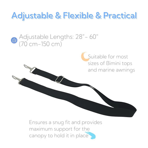 Four Pack Bimini Top Straps For Boats, Adjustable Marine Straps 28 To 60 Inches with stainless steel hardware and nylon webbing