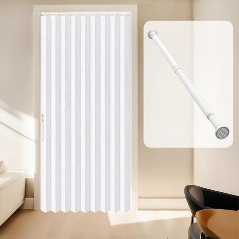 Blackout Magnetic Door Curtain Set With Included Curtain Rods For Patio Door And Accordion Doorway White 42W X 78L 1 Pack Easy Install