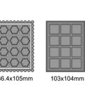 Two Sets Dotted Square Frame Dies For Card Making, Scallop Honeycomb Cover, Metal Cutting Dies with size measurements