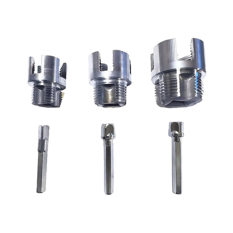 Heavy Duty High Carbon Steel Pipe Threading Wrench For Internal And External Threads, Knockout Workhorse Manual Tap Die Set with various tap pieces.