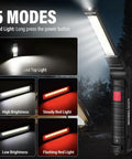 Must-Have Rechargeable LED Work Light For Mechanics showing 5 modes and 360° rotating head with magnetic base and hook
