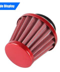 Red 38mm air filter beefed up for 50cc to 212cc engines and VM22 PZ22 PZ26 PZ27 PD18J NC50 carburetor, side view