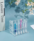 Clear Acrylic Test Tube Holder Rack With Eight Slots And Five Drying Poles Holds Up To 13 Glass Tubes Ideal For Aquarium Testing Lab