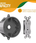 Weatherproof Round Electrical Outlet Box for One Half Inch or Three Quarter Inch Conduit, Five Hole Mount, Includes Reducer Bushings and Closure Plugs, UL Listed, Gray PVC Construction, Built Tough for Outdoor Junctions, Lampholders, and Lighting, 16 cubic inch capacity for two-gang outlet