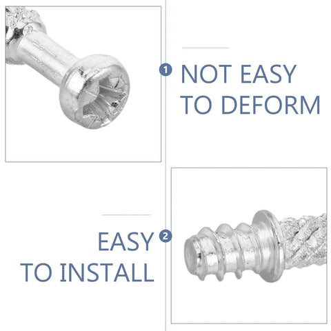 200 Pcs Heavy Duty Cam Lock Screws With 40Mm Furniture Connector Bolts shows durable screw heads illustrating easy installation and deformation resistance.