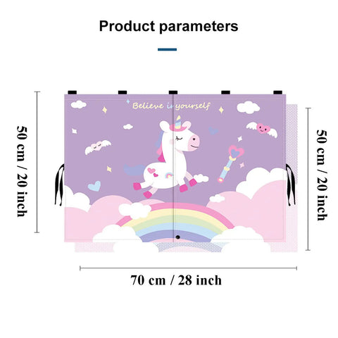 Baby Safe Car Sun Shade With Double Opening Side Window Coverage, unicorn design, 70x50 cm, pastel colors, rainbow, clouds