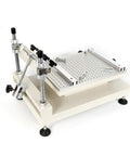 Manual Solder Paste Printer For SMT PCB Prototyping, 3040 Model with adjustable alignment and aluminum base, side view.