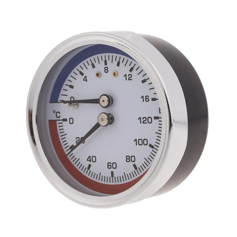 No Nonsense Liquid Filled Pressure And Temperature Gauge For Boilers And Heating Systems, Thermo Manometer With One Quarter Inch NPT