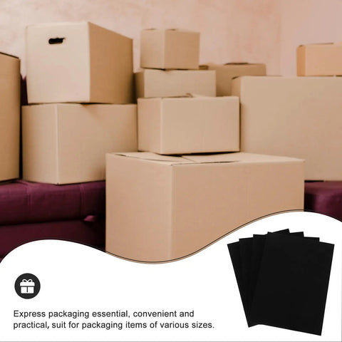 Polyurethane Foam Padding Pack Cut To Size Four Pieces Black Shockproof Protection For Packaging And Storage next to boxes