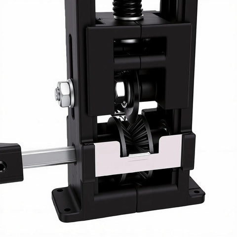 Close-up of Jiawu Mini Electrical Wire Stripper For Drill compact design showing gears and handle for efficient copper cable peeling.