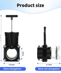 Diagram showing dimensions of Backup 3 Inch RV Sewer Gate Valve With Built In Clear Adapter for camper and motorhome fittings.