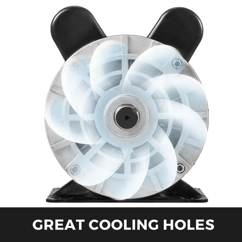 No Drama 3Hp And 5Hp Single Phase AC Electric Motor Featuring Solid Steel Housing And Handles Daily Grind At 3450RPM fan with cooling holes.