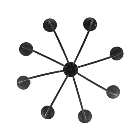 Top view of Indoor Candle Chandelier 26.5 Inch in Rubbed Oil Bronze Finish, showing radial steel arms and candle stem lights.