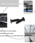 480Pcs M3 Phillips Flat Head Self Tapping Wood Screws Set For DIY Projects Black Carbon Steel with Deep Threads for Construction and DIY