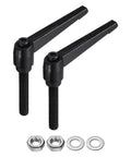 2 Pack Adjustable Lever Handles With M12 By 70mm Metric Male Thread Nuts And Washers for machinery and fixtures applications