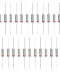 25 Pack 2.4 Ohm 3W Metal Oxide Film Resistors, 5 Percent Tolerance, Axial Lead, Flame Resistant, Great for DIY Electronics Projects, Circuit Experiments, and Prototyping, shown in a pack
