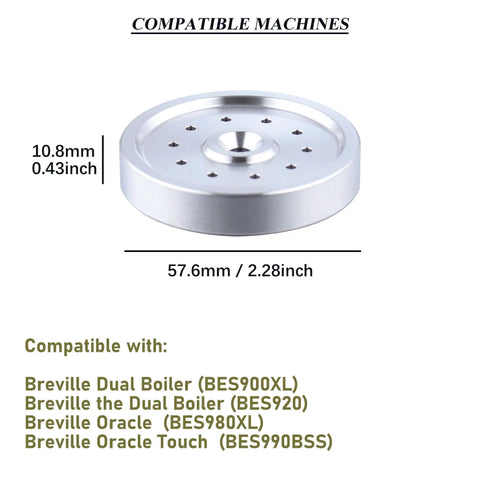 Built Tough Stainless Steel Inner Shower Screen Holder Replacement for Breville Sage Dual Boiler Oracle Touch Espresso Machine, 57.6mm size.