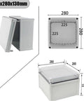 Outdoor Waterproof Electrical Junction Box For Weatherproof Wiring 280mm Square Enclosure 130mm Deep 1 Piece Rugged IP Rated Box For DIY And Professional Installations Easy Mount And Corrosion Resistant, grey 280x280x130mm enclosure