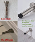 Thick 304 Stainless Steel Door Stopper With 1mm Cushioning Bumper No Slam Wall Protector Brushed Finish 3.54 Inch Length 8 Pack For Home Office Heavy Duty