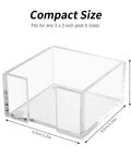 Crystal Clear Acrylic Sticky Note Holder for Desk and Dorm 3 By 3 Notepad Dispenser, showing compact size dimensions