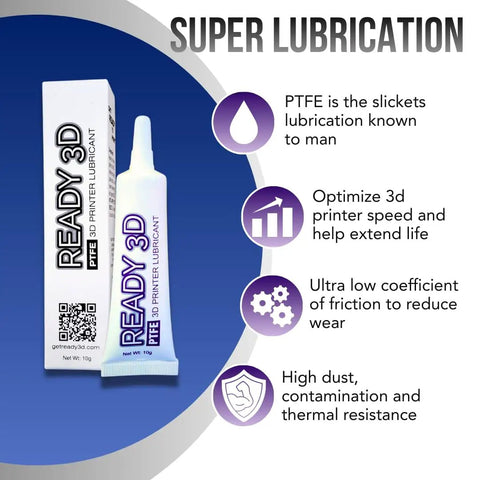 Top Tier PTFE 3D Printer Lubricant Grease For Linear Rails And Gears in a 10g tube, optimizing 3D printer performance.