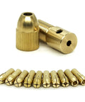 Hot Four Pack Brass Mini Collet Drill Chuck Keyless Adapter Socket For Electric Motor Shaft Rotary Tools Heavy Duty Grip And Long Life with brass collets and adapter.