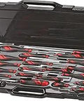 53 Piece Screwdriver Set With Flat Head, Phillips, Pozidriv, Hex, Torx, TPX, And Square Drivers Plus Accessories in open case