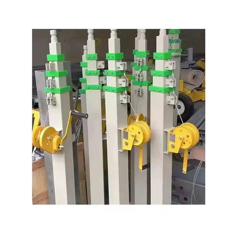 Rock Solid 8 Meter Hand Winch Telescopic Mast with segmented buckle locks and crank for security cameras and yard lights.