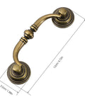 Four Piece Old School Vintage Drawer Pulls Set Antique Wardrobe Handles Alloy Cabinet Hardware For Dresser Cabinets And Furniture Makeover Decorative Home Improvement Knobs, bronze finish with dimensions shown.